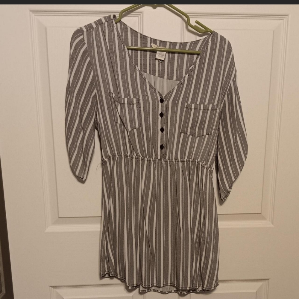 Mimi Chica black and white striped shirt dress,  size large